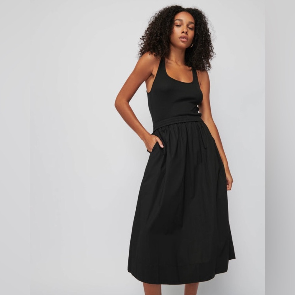 Nation LTD Black Pleated Sundress Sleeveless Midi